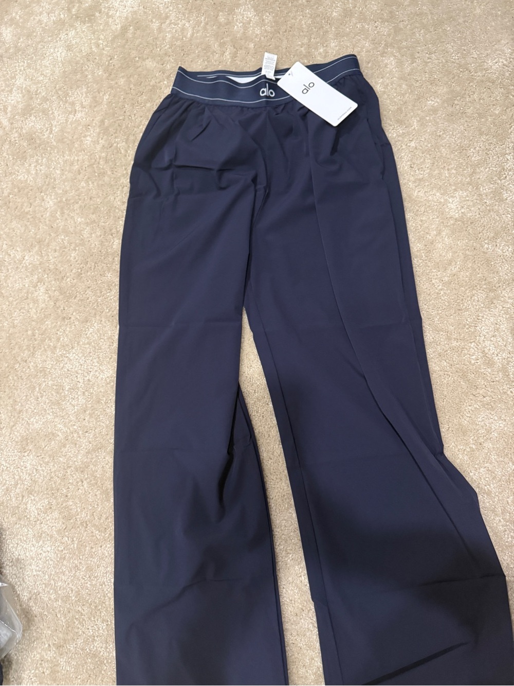 ALO Yoga Navy Elastic Waist Athletic Pants
